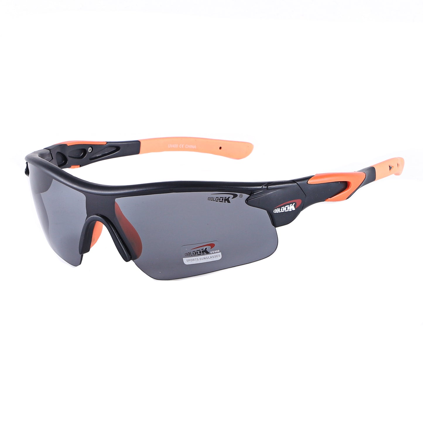 Polarized Sports Wrap Sunglasses with Metallic Side Accent Plates and Two-Tone Rubberized Side Arms CL113-PL