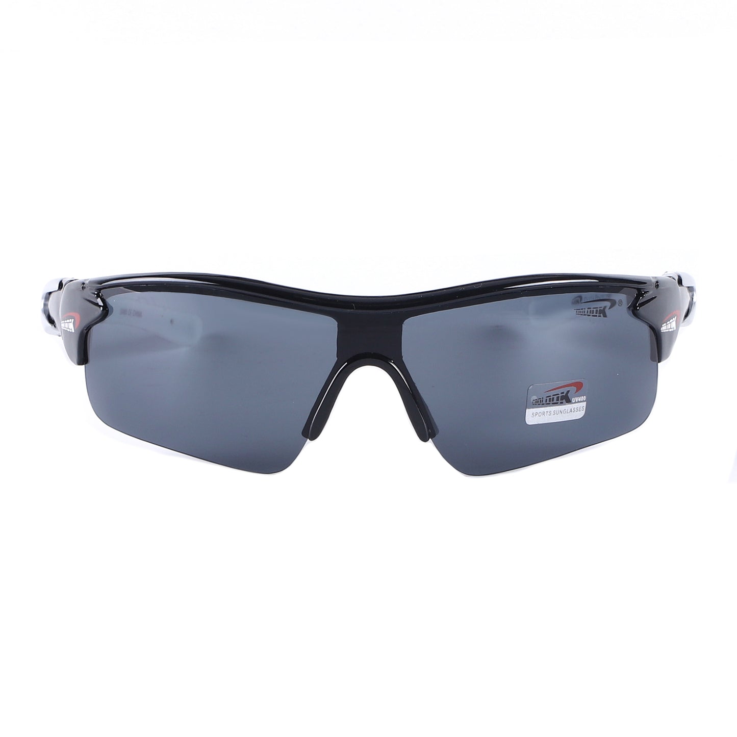 Polarized Sports Wrap Sunglasses with Metallic Side Accent Plates and Two-Tone Rubberized Side Arms CL113-PL