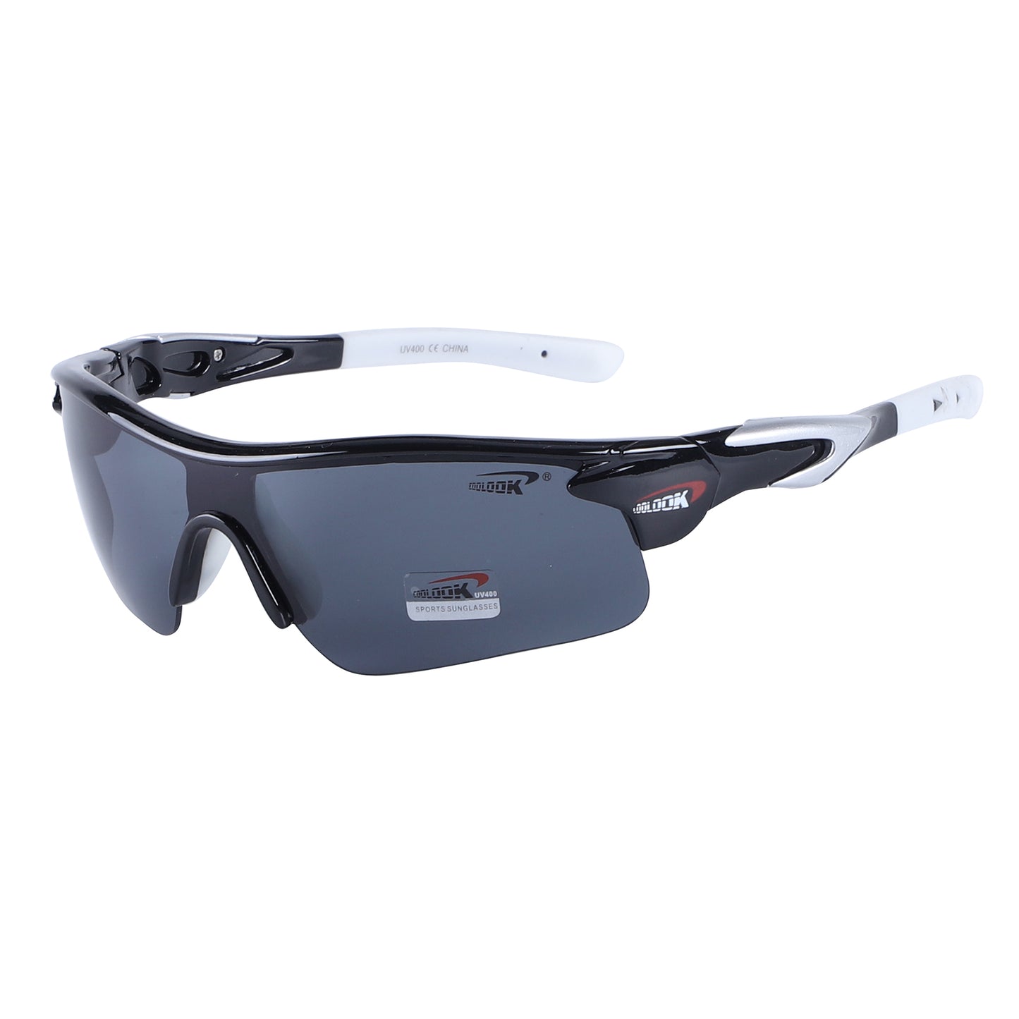 Polarized Sports Wrap Sunglasses with Metallic Side Accent Plates and Two-Tone Rubberized Side Arms CL113-PL