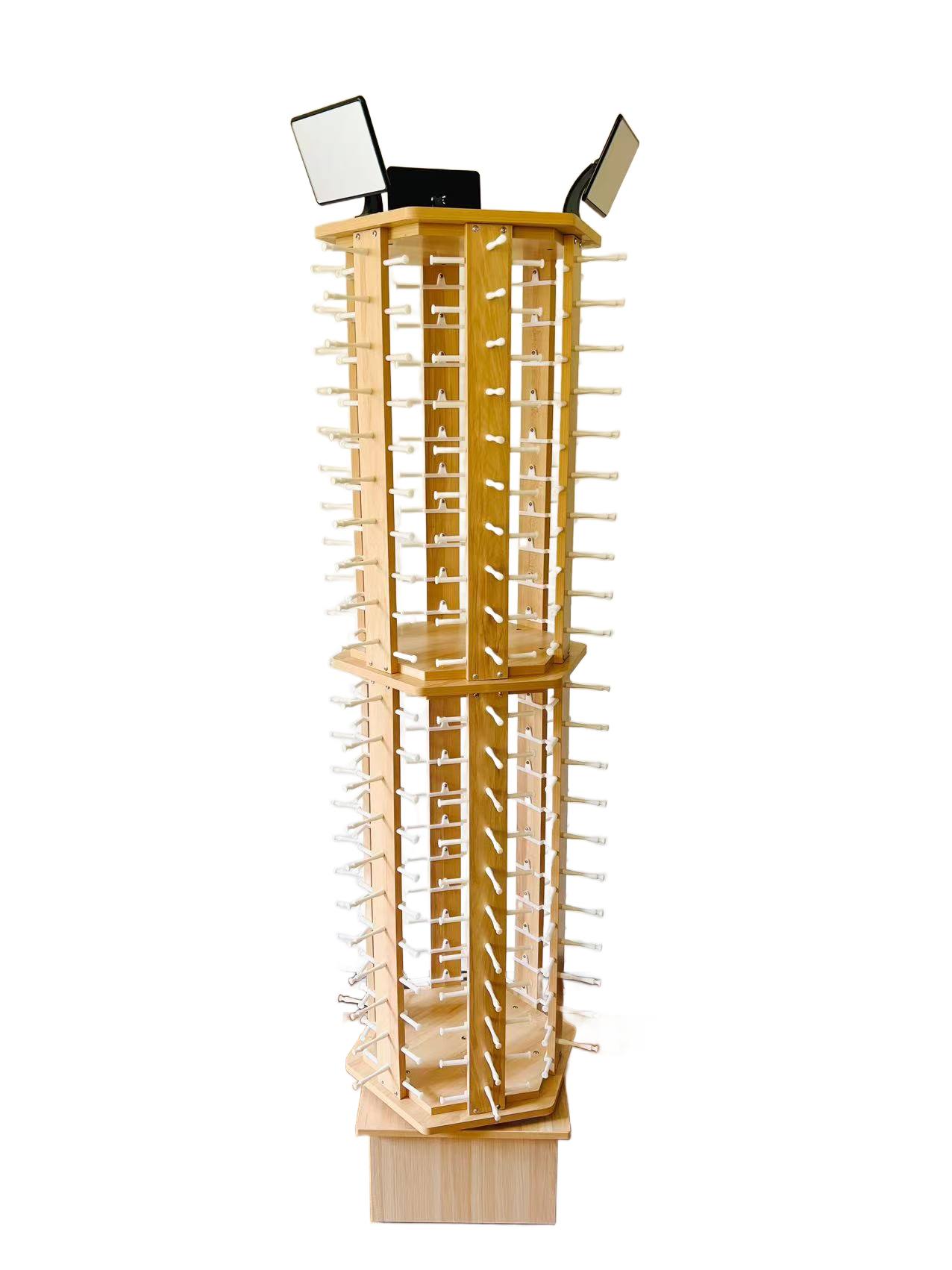 Rotating High-Quality Light Wood 132 Pairs Sunglasses Display DS-132