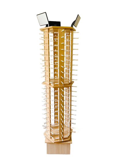 Rotating High-Quality Light Wood 132 Pairs Sunglasses Display DS-132