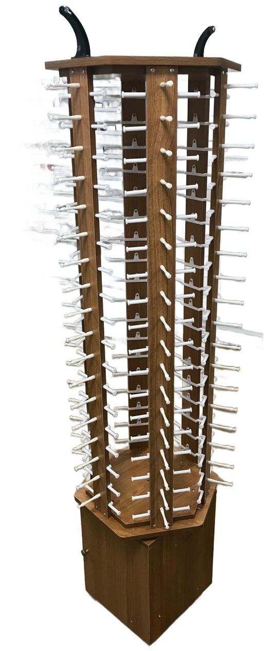 High Quality Dark Wood Sunglasses Display with storage, 360° Rotating, 114 Pairs Glasses Rack, with Mirrors and Wheels DS-W114