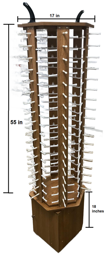High Quality Dark Wood Sunglasses Display with storage, 360° Rotating, 114 Pairs Glasses Rack, with Mirrors and Wheels DS-W114