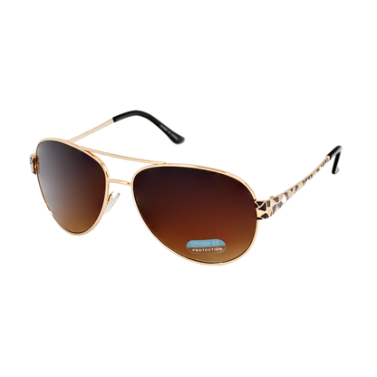 Stylish Aviator Sunglasses with Mosaic Pattern Temples & UV Protection HJ1004