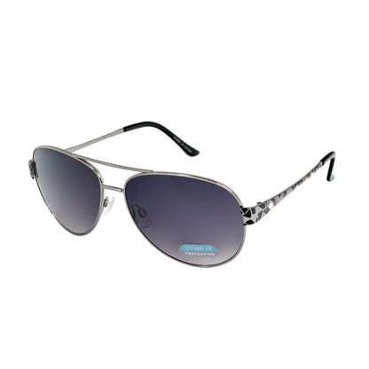 Stylish Aviator Sunglasses with Mosaic Pattern Temples & UV Protection HJ1004