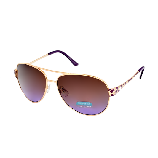 Stylish Aviator Sunglasses with Mosaic Pattern Temples & UV Protection HJ1004