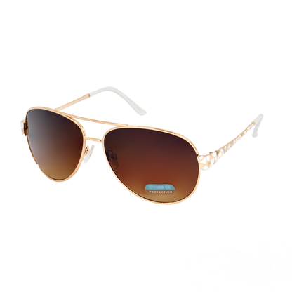 Stylish Aviator Sunglasses with Mosaic Pattern Temples & UV Protection HJ1004
