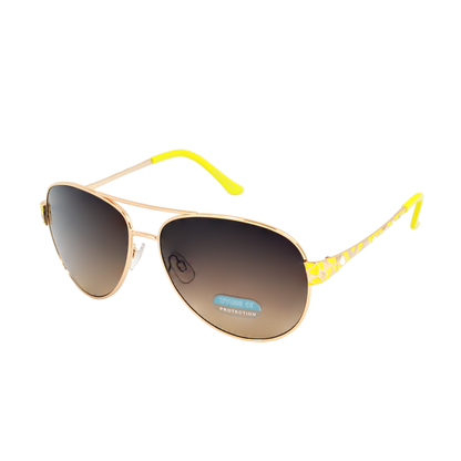 Stylish Aviator Sunglasses with Mosaic Pattern Temples & UV Protection HJ1004