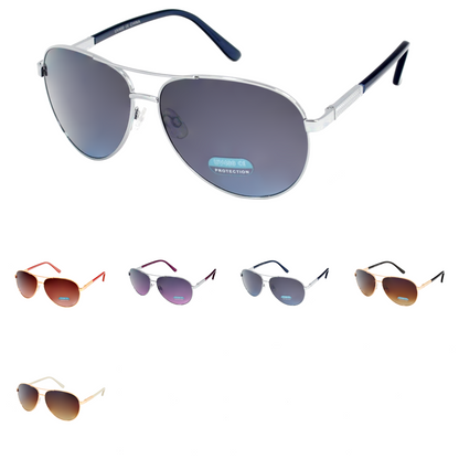 Modern Aviator Sunglasses with Patterned Temple Arms & Lightweight Metal Frame HJ1005