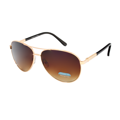 Modern Aviator Sunglasses with Patterned Temple Arms & Lightweight Metal Frame HJ1005
