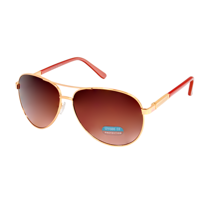 Modern Aviator Sunglasses with Patterned Temple Arms & Lightweight Metal Frame HJ1005