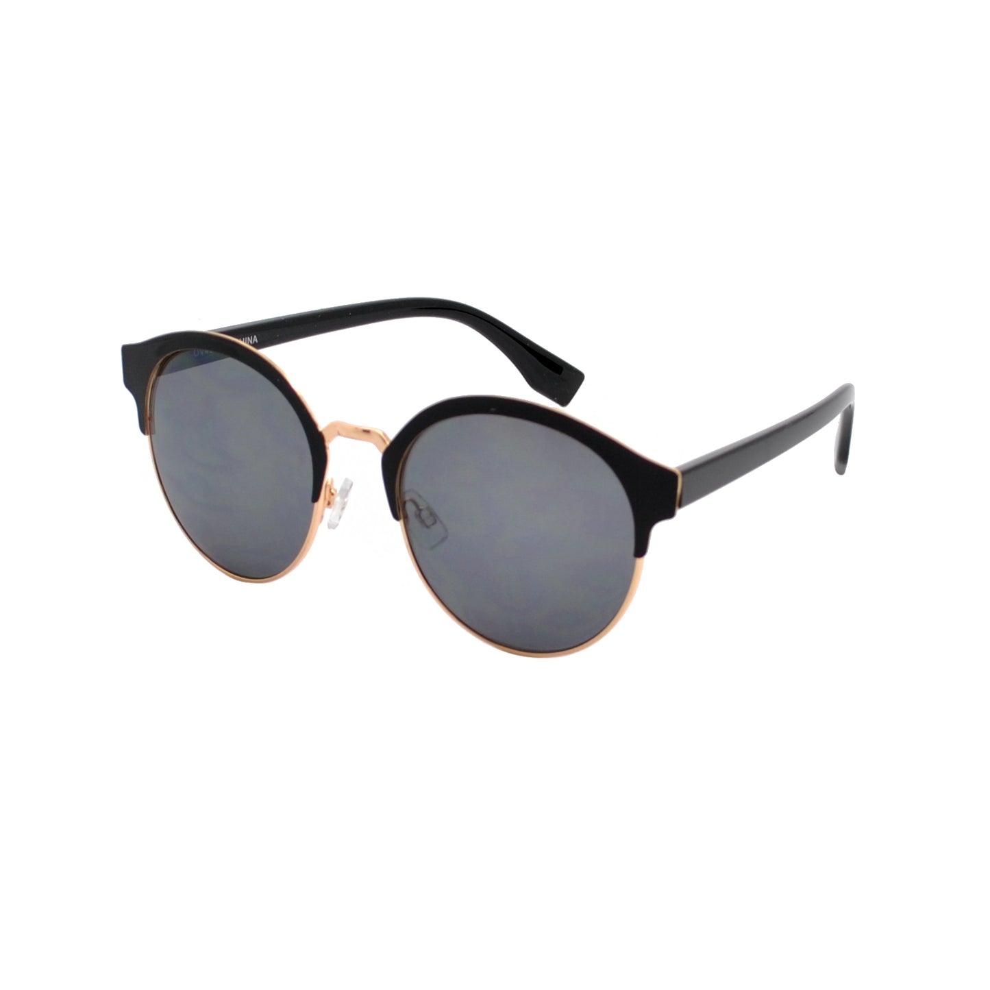Half-Rim Round Sunglasses with Bold Upper Frame & Slim Temple Arms HJ10108