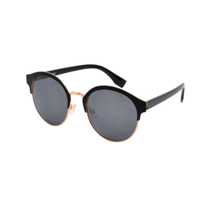 Half-Rim Round Sunglasses with Bold Upper Frame & Slim Temple Arms HJ10108