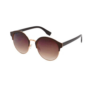 Half-Rim Round Sunglasses with Bold Upper Frame & Slim Temple Arms HJ10108