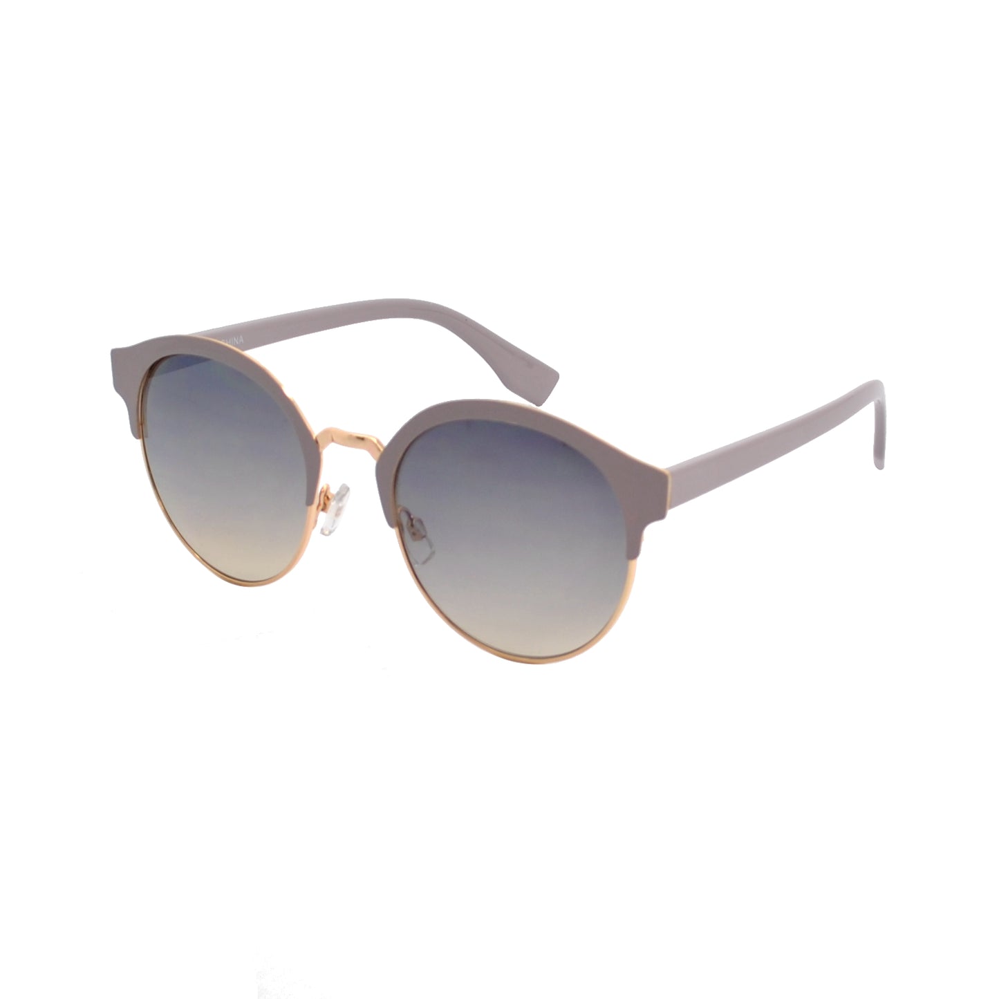 Half-Rim Round Sunglasses with Bold Upper Frame & Slim Temple Arms HJ10108