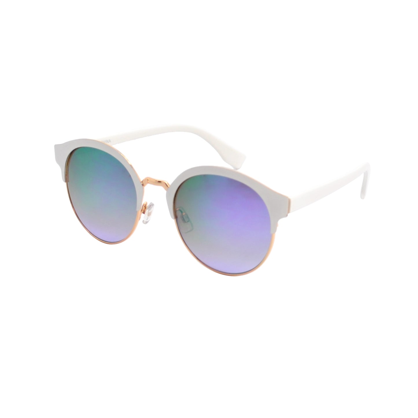 Half-Rim Round Sunglasses with Bold Upper Frame & Slim Temple Arms HJ10108
