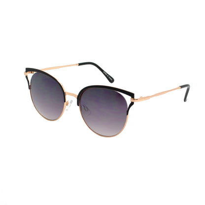 Women’s Retro Cat Eye Round Sunglasses with Cut-Out Temple Accents HJ10113