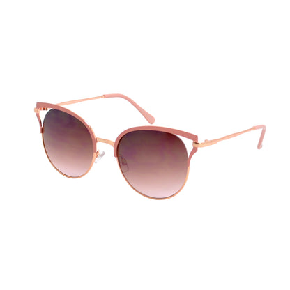 Women’s Retro Cat Eye Round Sunglasses with Cut-Out Temple Accents HJ10113
