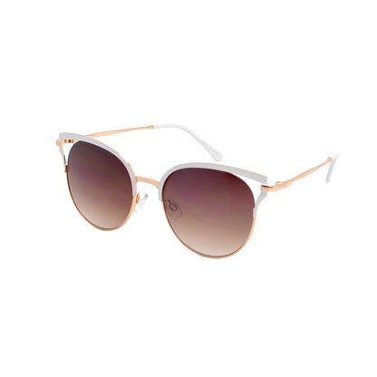 Women’s Retro Cat Eye Round Sunglasses with Cut-Out Temple Accents HJ10113