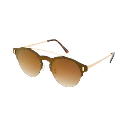 Retro Round Semi-Rimless Sunglasses with Double Bar Bridge with Gradient Lenses HJ10115