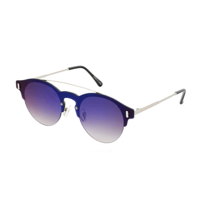 Retro Round Semi-Rimless Sunglasses with Double Bar Bridge with Gradient Lenses HJ10115