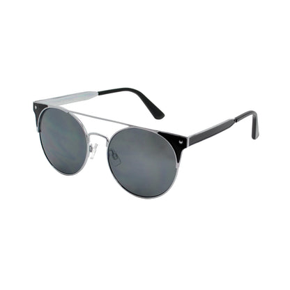 Retro Round Sunglasses with Two-Tone Metal Frame with Corner Stud Detail HJ10118