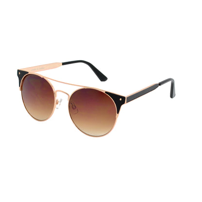 Retro Round Sunglasses with Two-Tone Metal Frame with Corner Stud Detail HJ10118