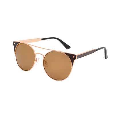 Retro Round Sunglasses with Two-Tone Metal Frame with Corner Stud Detail HJ10118