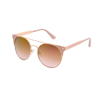 Retro Round Sunglasses with Two-Tone Metal Frame with Corner Stud Detail HJ10118