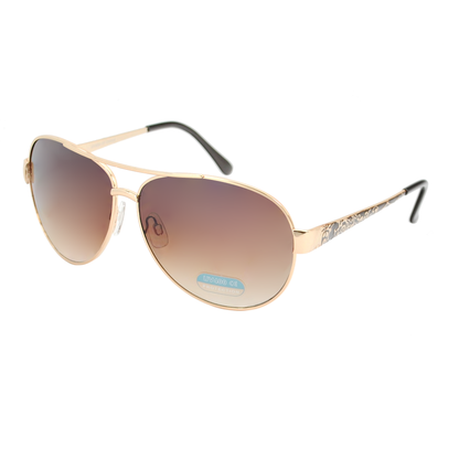 Stylish Women's Metal Aviators with Gradient Lens and Floral Detailed Temples HJ1012