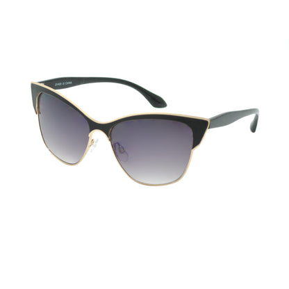 Premium Metal Cat Eye Sunglasses with Two-Tone Accents and Gradient Lenses HJ1014