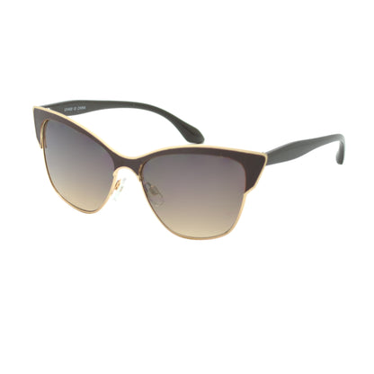 Premium Metal Cat Eye Sunglasses with Two-Tone Accents and Gradient Lenses HJ1014