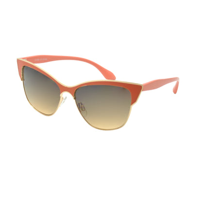 Premium Metal Cat Eye Sunglasses with Two-Tone Accents and Gradient Lenses HJ1014