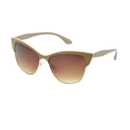 Premium Metal Cat Eye Sunglasses with Two-Tone Accents and Gradient Lenses HJ1014