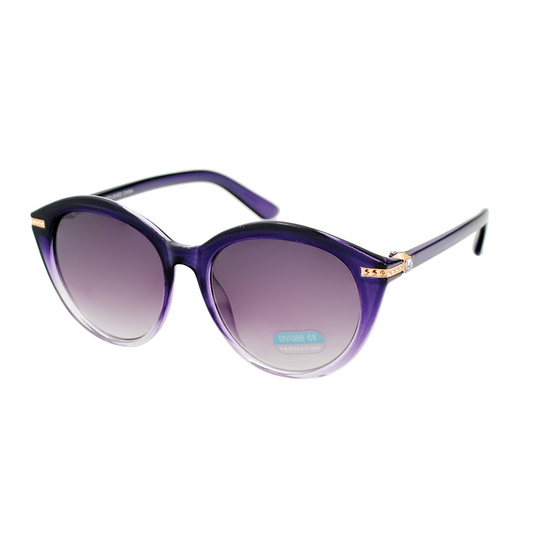 Butterfly Style Sunglasses with Glossy Finish and Ornate Metallic Temple Accents HP2022