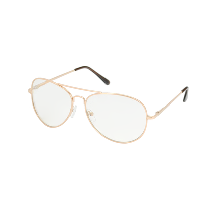 Retro Pilot-Style Eyewear with Clear Lenses and and Sleek Metallic Finish J0791C