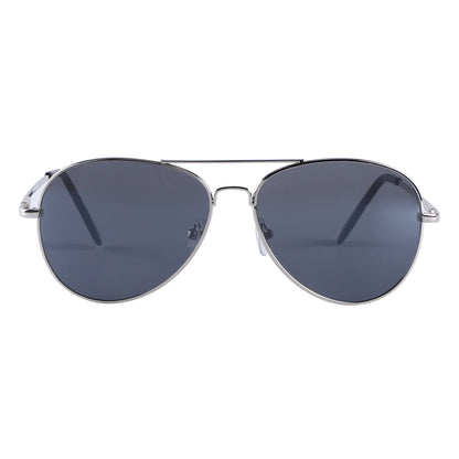 Classic Metal Aviator Sunglasses with Slim Double Bridge and Comfort Grip Temples J0791