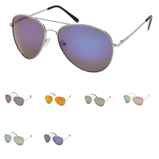 Vintage Style Metal Frame Aviators with Revo Mirrored Lenses J0893-REVO