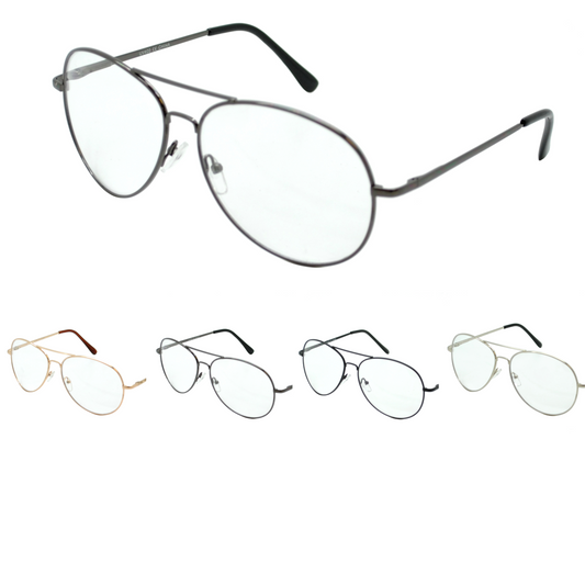Unisex Fashion Aviator Clear Lens Frames with Lightweight Metal Frame J0893C