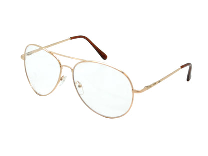 Unisex Fashion Aviator Clear Lens Frames with Lightweight Metal Frame J0893C