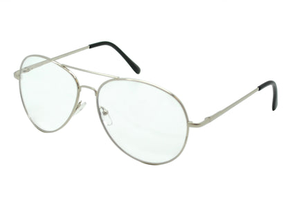 Unisex Fashion Aviator Clear Lens Frames with Lightweight Metal Frame J0893C