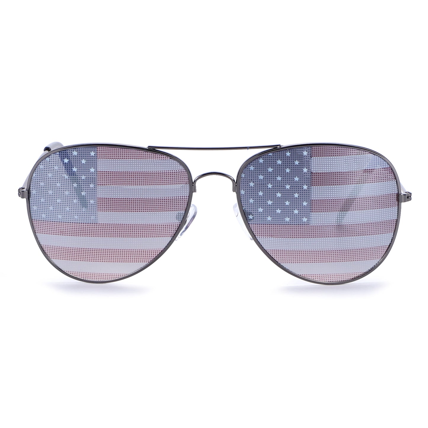 American Flag Aviator Sunglasses with Stars and Stripes Graphic Lenses J0894-Flag