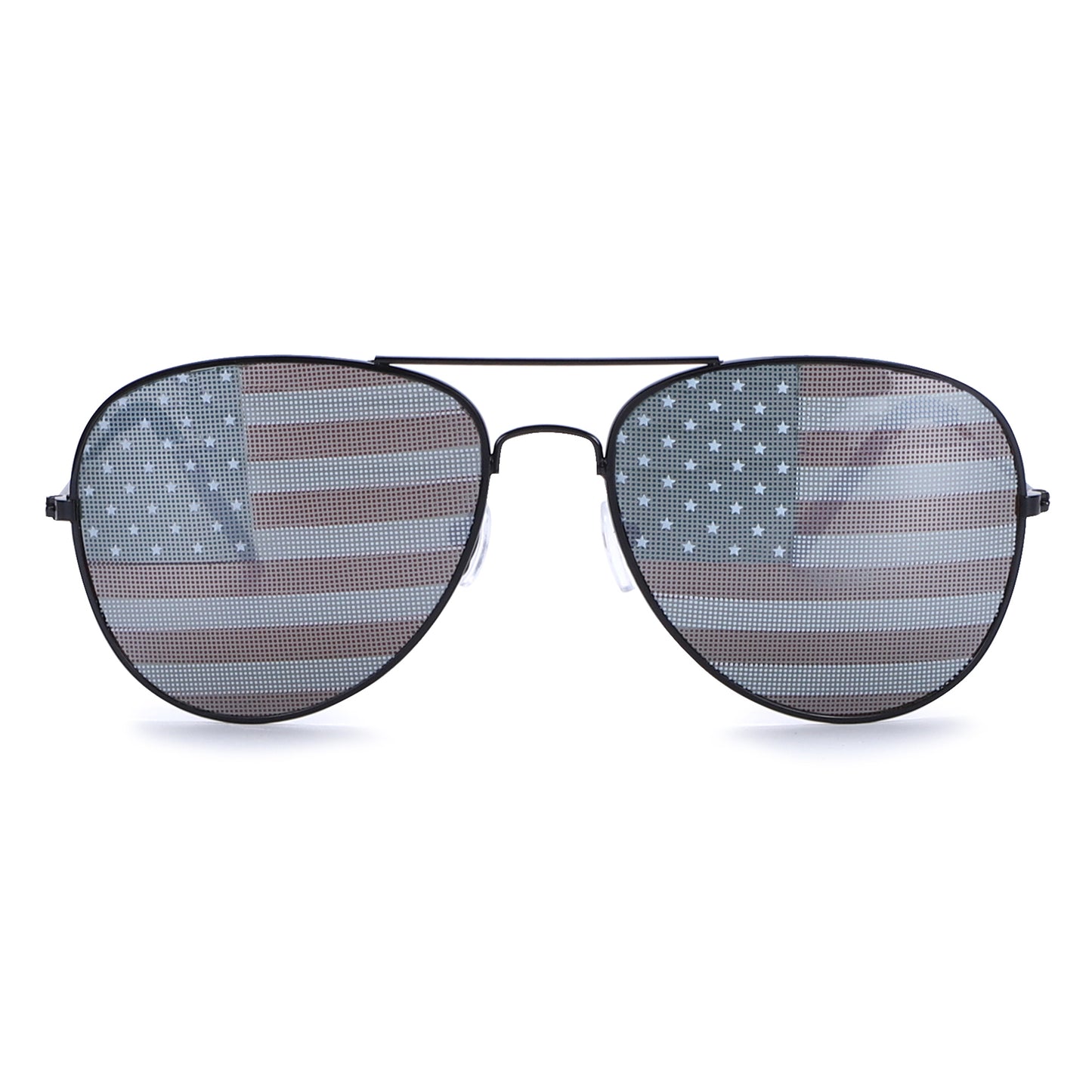 American Flag Aviator Sunglasses with Stars and Stripes Graphic Lenses J0894-Flag