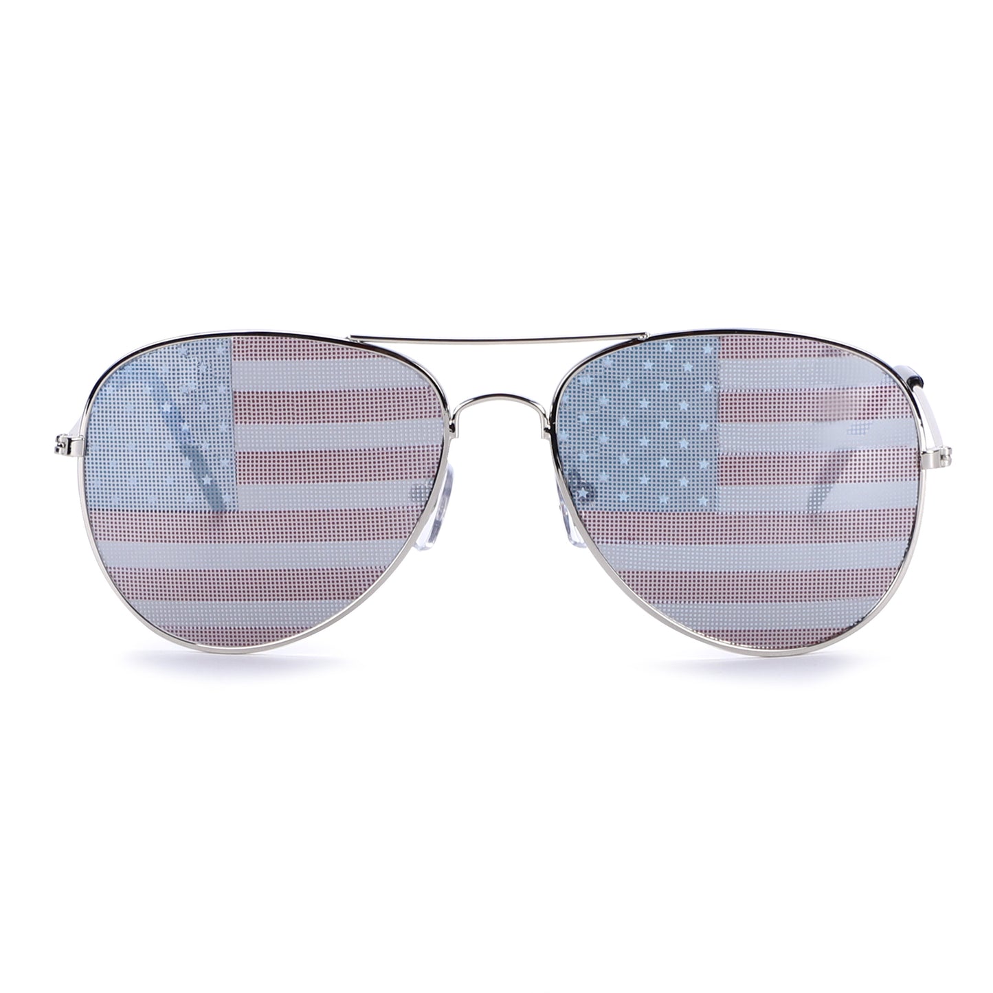 American Flag Aviator Sunglasses with Stars and Stripes Graphic Lenses J0894-Flag