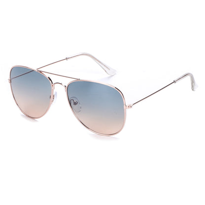 Unisex Double-Bridge Aviators with Pastel Ocean Tint Lenses with Slim Temples J0894-Ocean