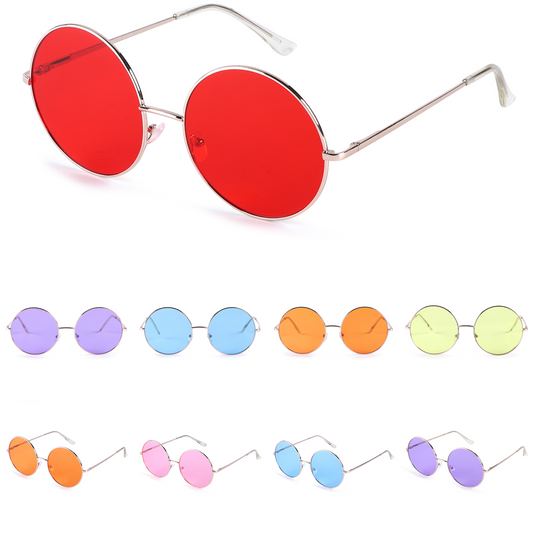 Oversized Round Metal Frame Sunglasses - Multiple Colors J10191