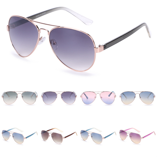 Fashion Aviators with Rose Gold Frame and Contrasting Two-Tone Slim Temples J1020