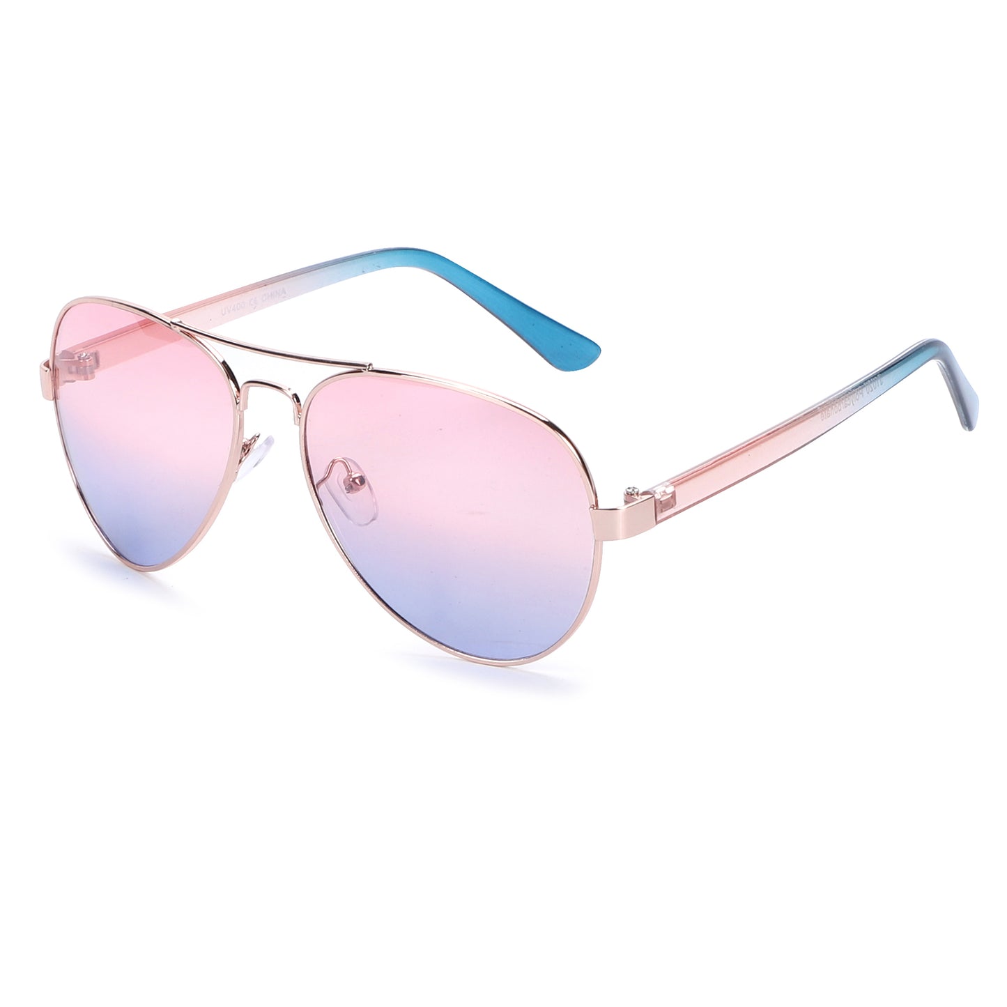 Fashion Aviators with Rose Gold Frame and Contrasting Two-Tone Slim Temples J1020