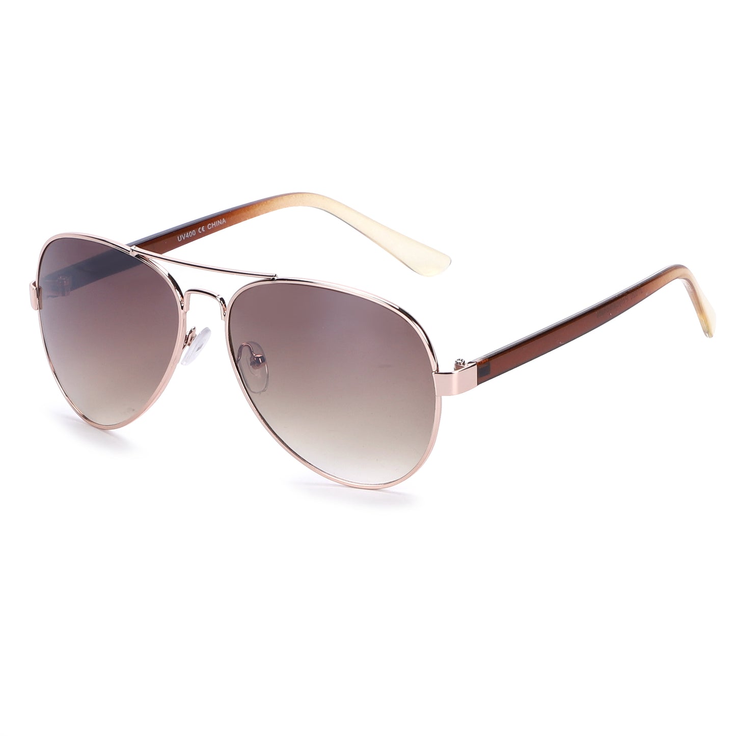 Fashion Aviators with Rose Gold Frame and Contrasting Two-Tone Slim Temples J1020
