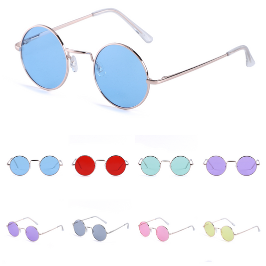 Retro Round Metal Sunglasses with Lightweight Frames J10508-Light